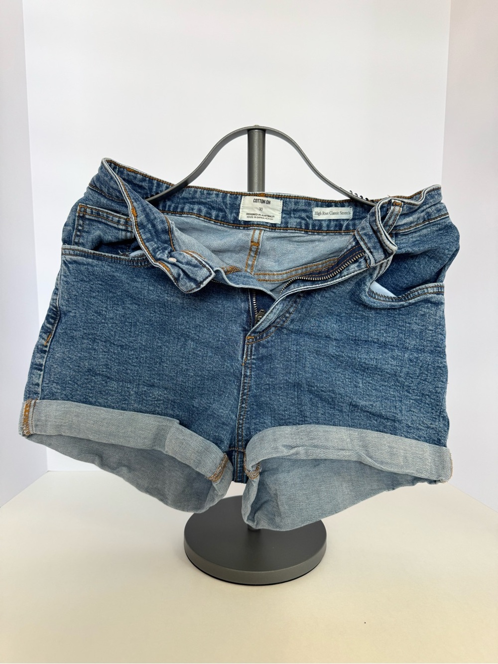 Cotton On Classic Rolled Cuff Denim Shorts - Blue